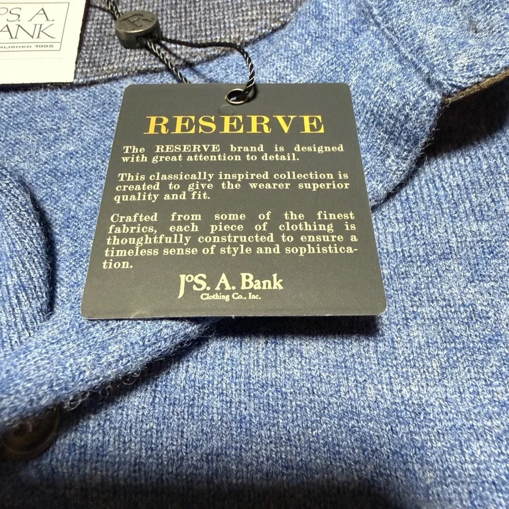 Jos. A. Bank Reserve Sweater Mens XL Blue Wool‎ Blend Polo Collar Pocket J036367